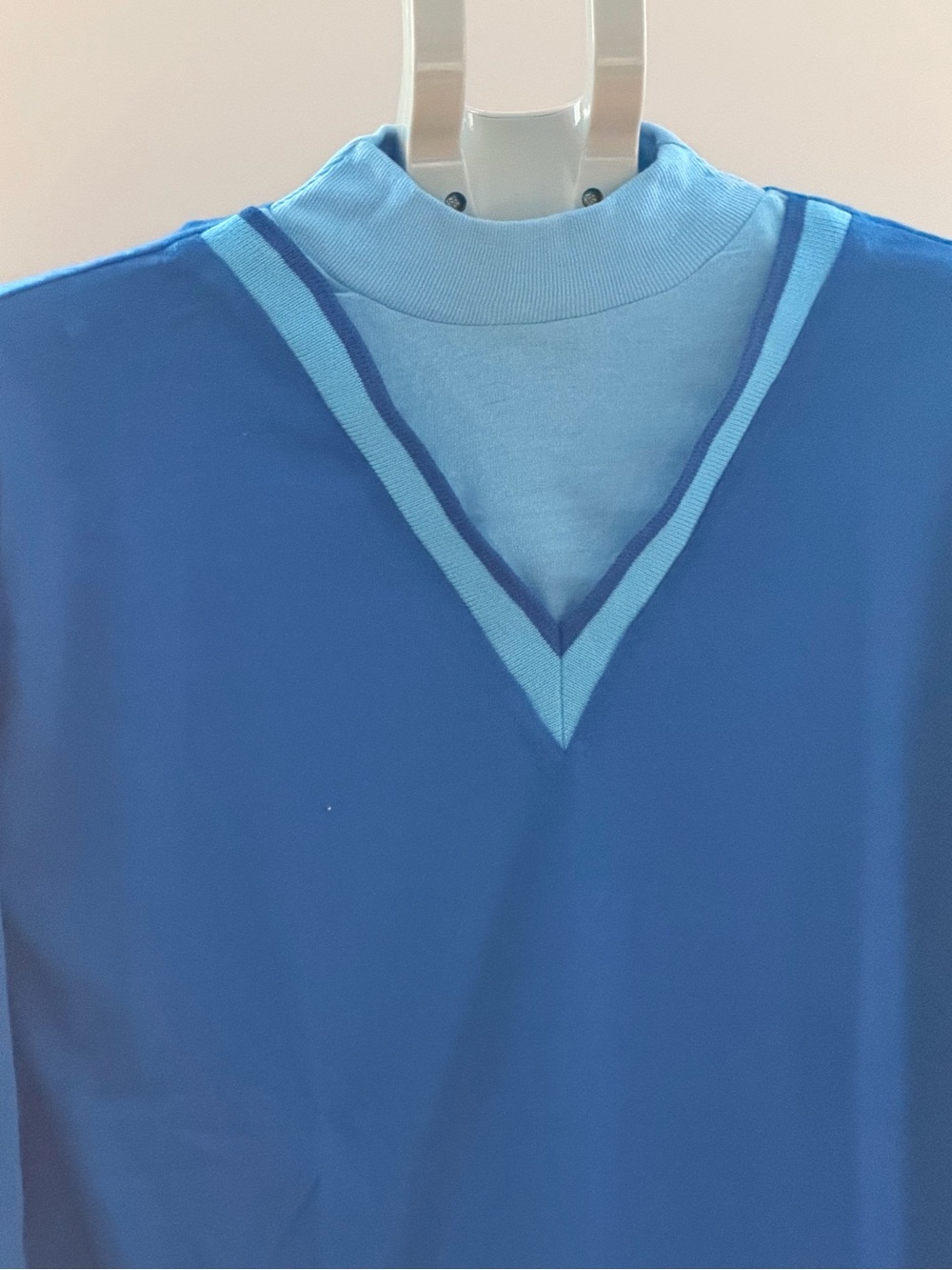Vintage Pescara Blue Layered Mock Neck Sweater– Like New - Picture 3 of 5